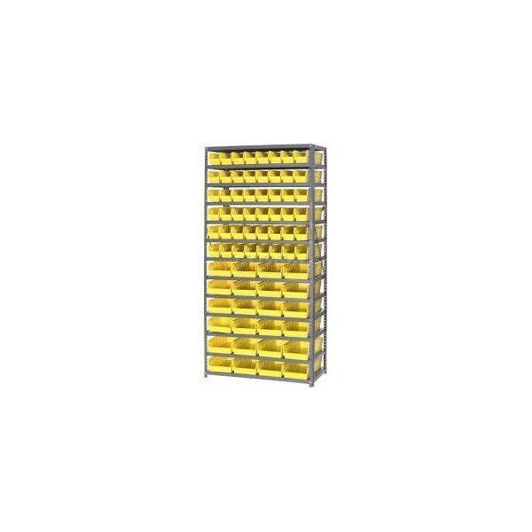 Global Equipment Steel Shelving Total 72 4"H Plastic Shelf Bins Yellow, 36x18x7213 Shelves